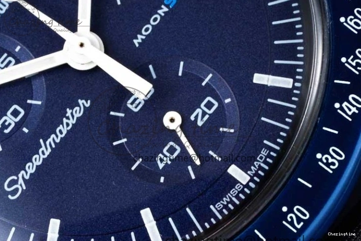 0211 ZipUp Speedmaster Misson To Neptune 1:1 Best Edition Blue Dial On Nylon Strap Quartz 7854